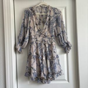 Olivaceous Jules Snakeskin Dress Sz S Ruffle Romantic Feminine Cocktail